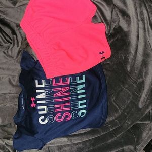 Toddler girl under armour t-shirt and short set